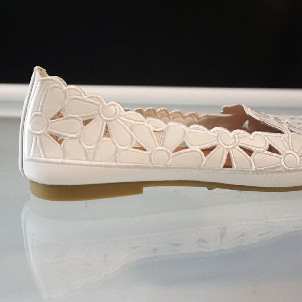 HEAWISH Womens Daisy Flower Ballet Flats Slip On Shoes Sz 11 White - Picture 6 of 12